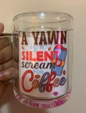 GLASS COFFEE MUG GLITTER GLOBE