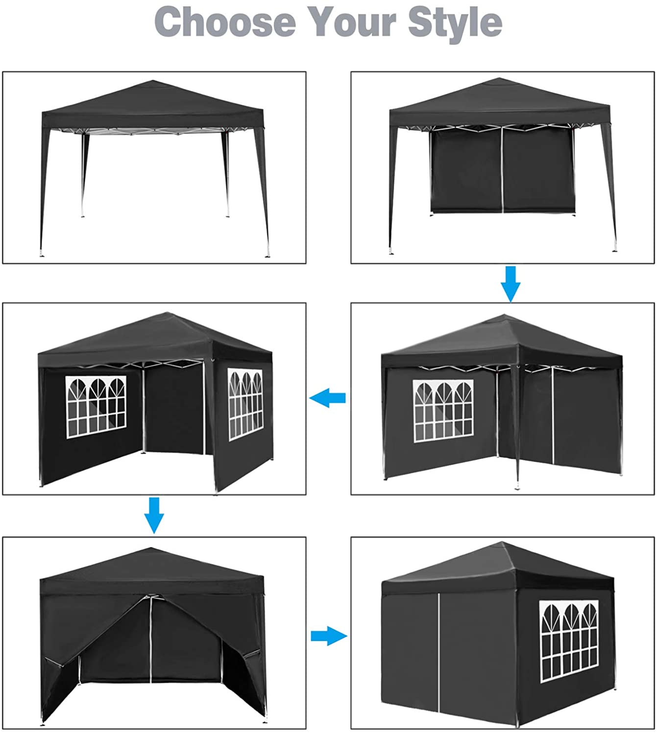 10x10 Custom Canopy Tent with 4 Side Panels